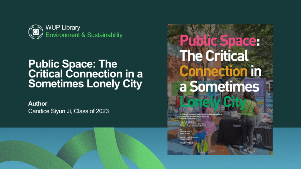 Environment & Sustainability - Public Space The Critical Connection in a Sometimes Lonely City
